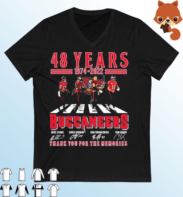 48 Years 1974-2022 Tampa Bay Buccaneers Abbey Road Thank You For The Memories Signatures Shirt