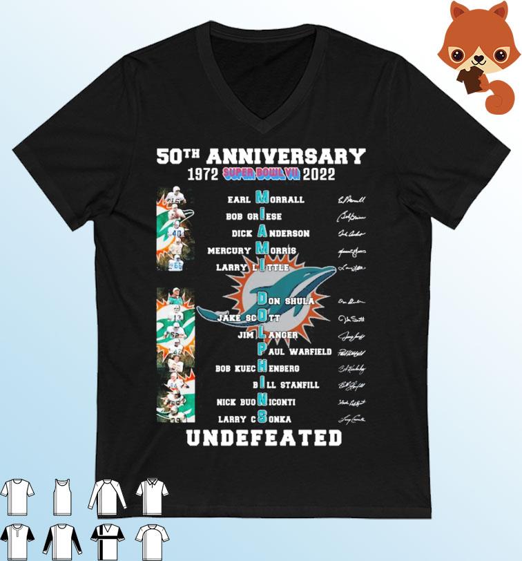 50th Anniversary 1972-2022 Miami Dolphins Undefeated Signatures Shirt