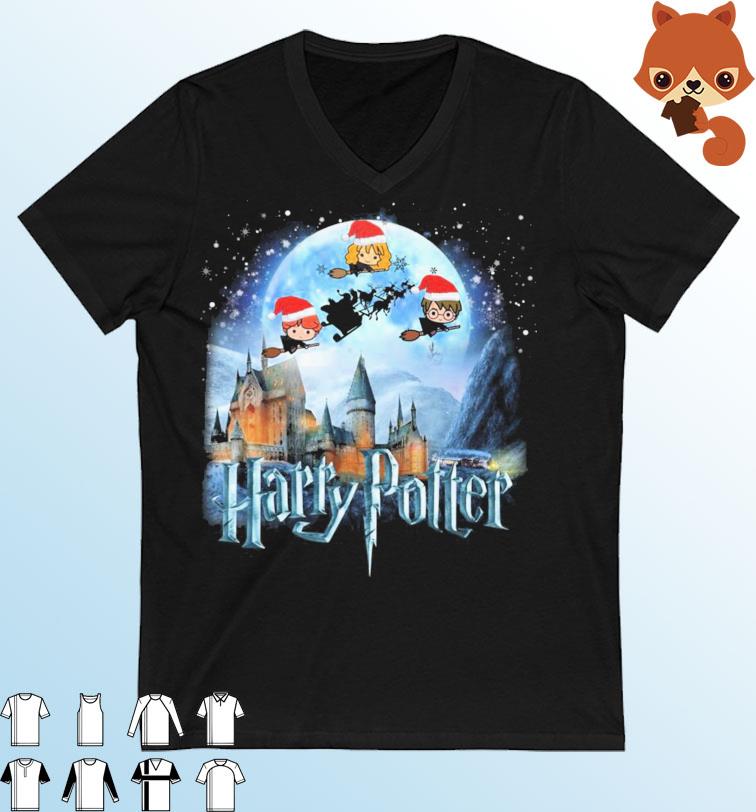 Harry Potter Chibi Flying Magic Merry Christmas Shirt
