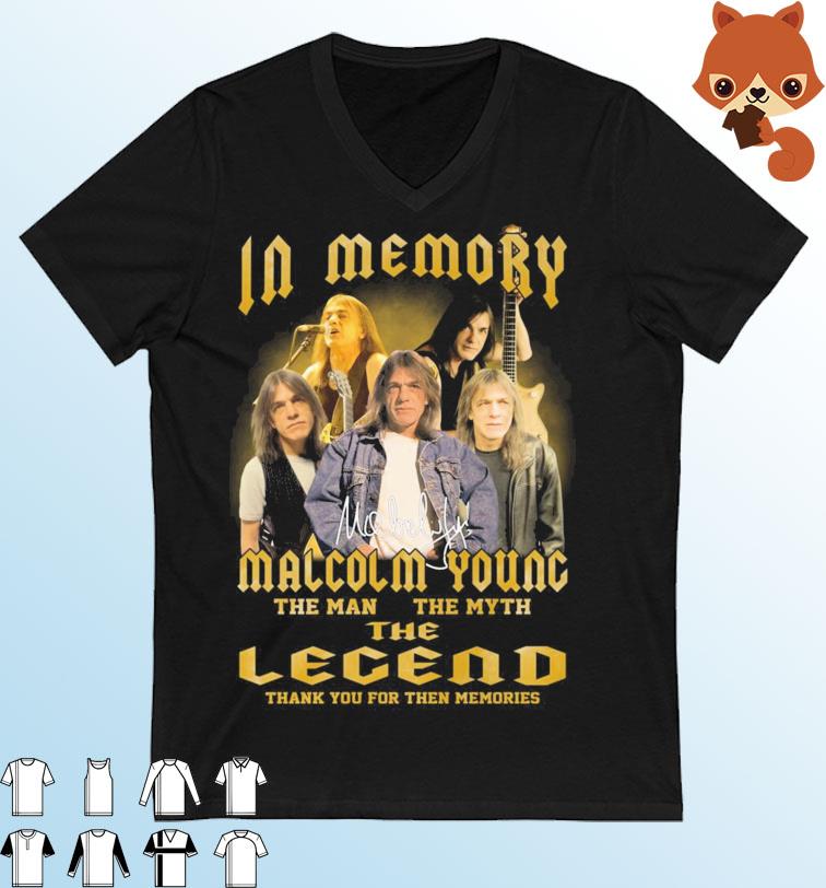 In Memory Of Malcolm Young The Man The Myth The Legend Signatures Shirt