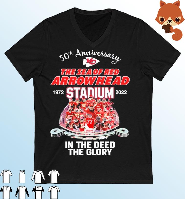 Kansas City Chiefs Team 50th Anniversary The Sea Of Red Arrowhead Stadium 1972-2022 Shirt