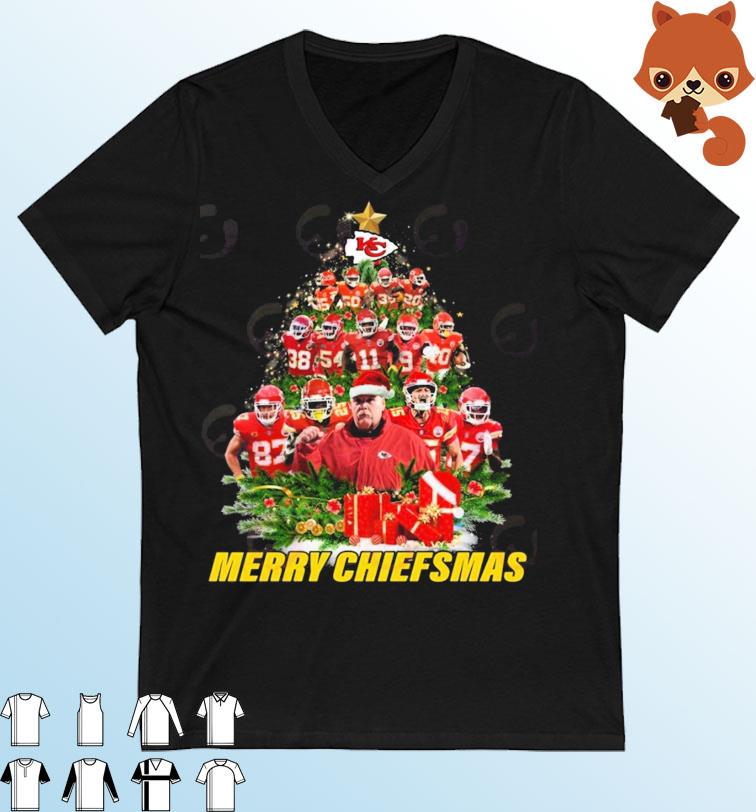 Kansas City Chiefs Team Christmas Tree Merry Chiefsmas Shirt