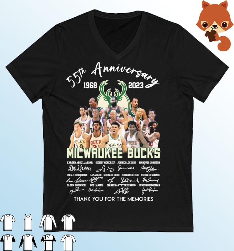 Milwaukee Bucks 55th Anniversary 1968-2023 Thank You For The Memories Signatures Shirt