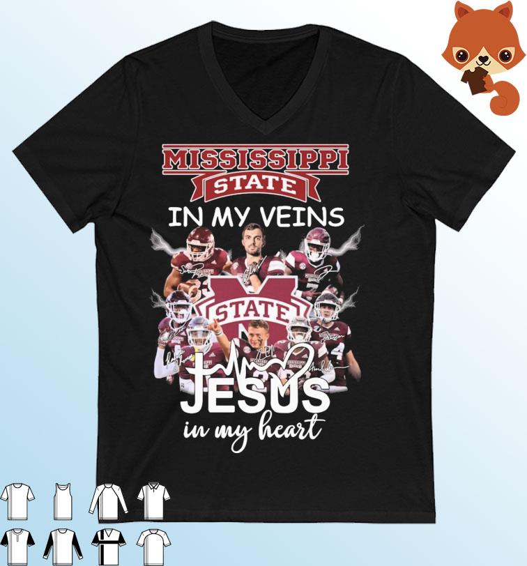 Mississippi State Bulldogs In My Veins Jesus In My Hearts Signatures Shirt