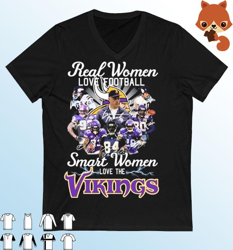 Real Women Vikings NFL Football Team Signatures Shirt