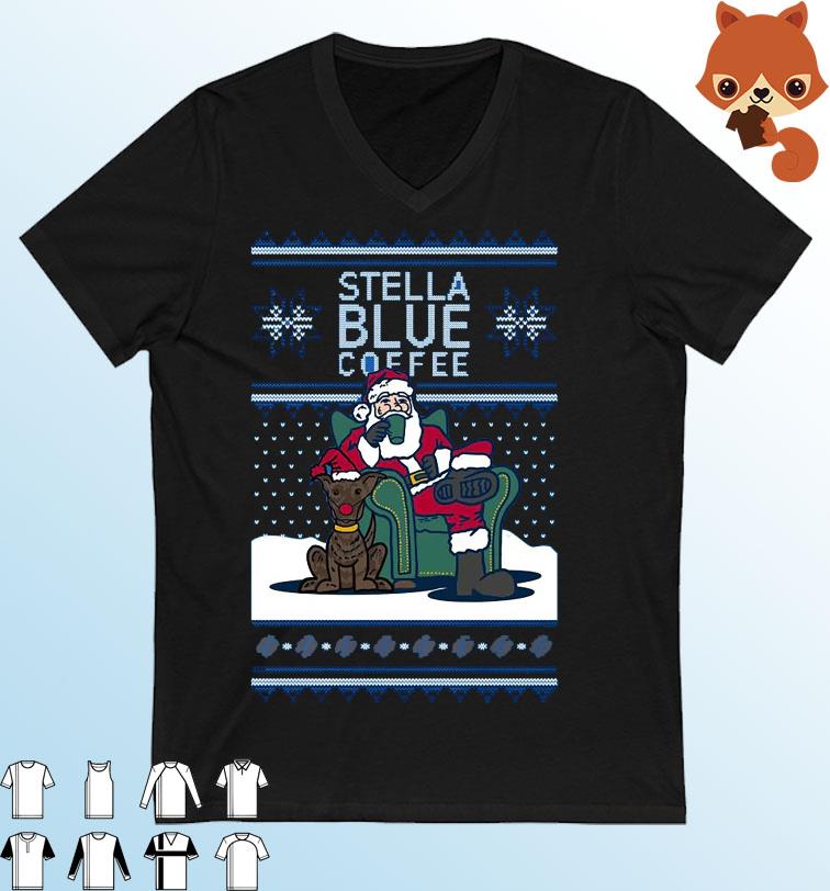 Santa Claus Stella Blue Coffee Ugly Christmas Shirt