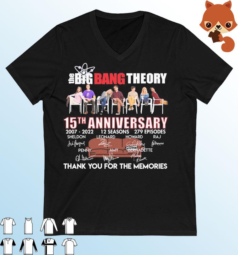 The Bing Bang Theory 15th Anniversary 2007-2022 12 Season Thank You For The Memories Signatures Shirt