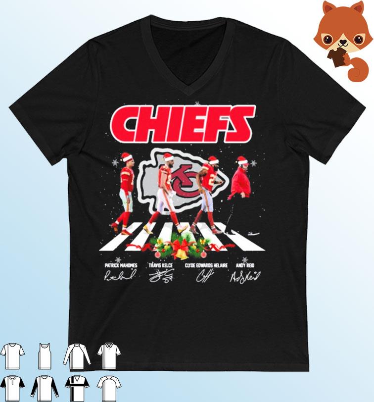 The Chiefs Abbey Road Christmas Santa Mahomes Kelce Edwards Helaire And Reid Signatures Shirt