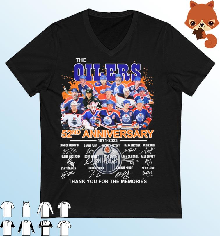 The Edmonton Oilers 52nd Anniversary 1971-2023 Thank You For The Memories Signatures Shirt