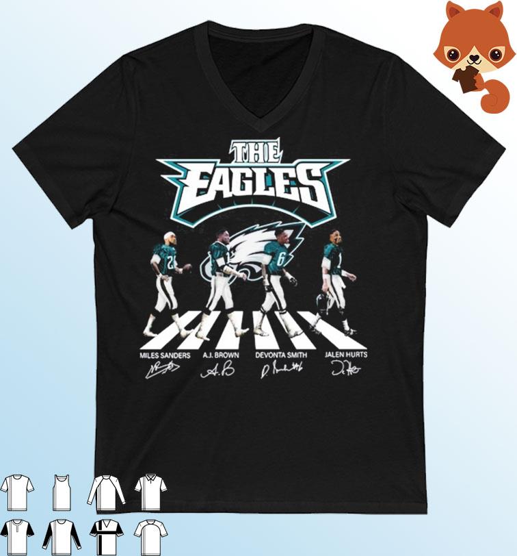 The Philadelphia Eagles Abbey Road Miles Sanders Aj Brown Devonta Smith And Jalen Hurts Signatures Shirt