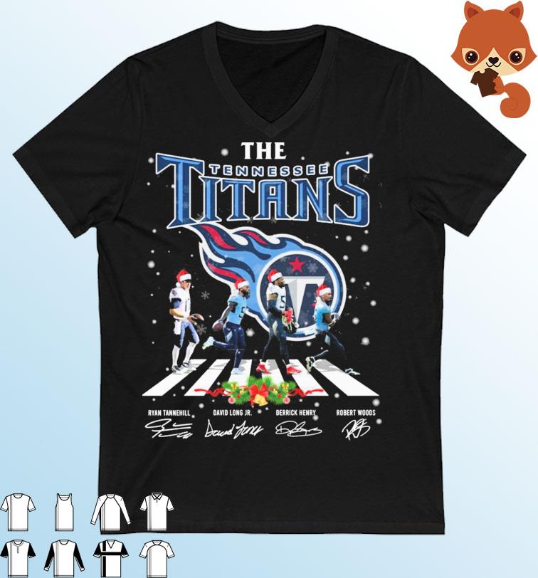 The Tennessee Titans Ryan Tannehill David Long Jr Derrick Henry And Robert Woods Abbey Road Christmas Signatures Shirt