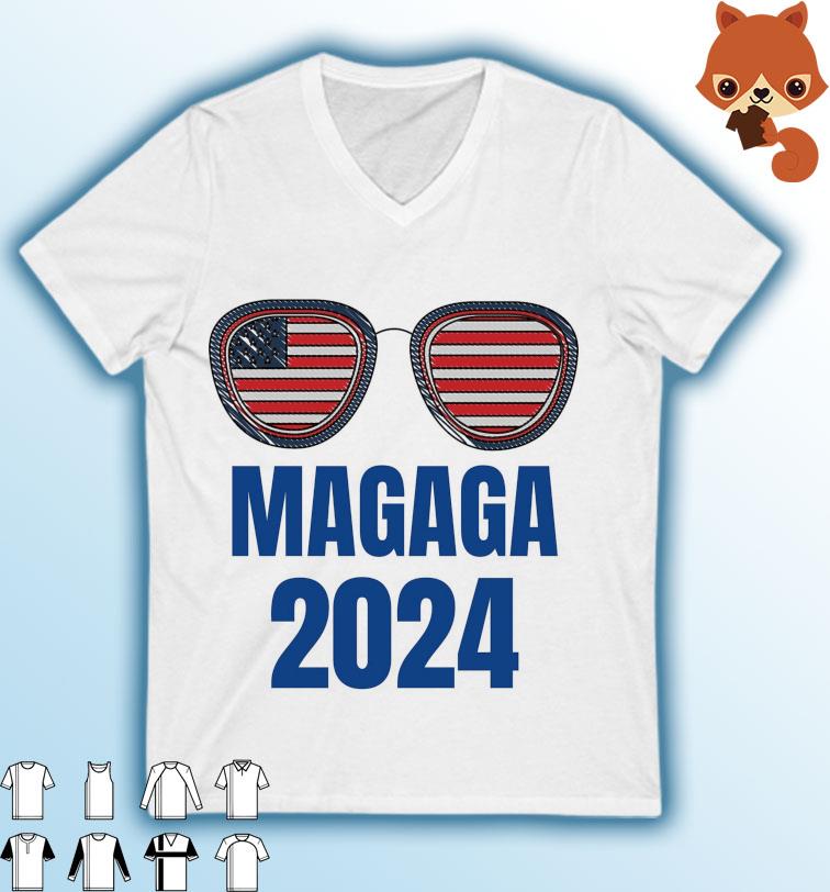 Trump 2024 MAGAGA Glasses Flag shirt