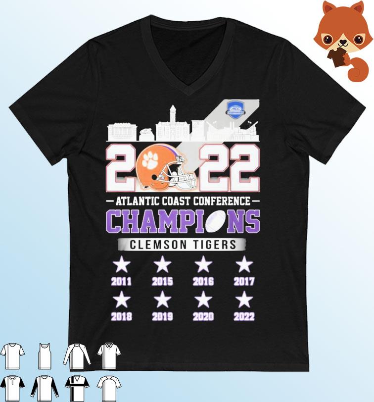 2022 Atlantic Coast Conference Champions Clemson Tigers Skyline Shirt