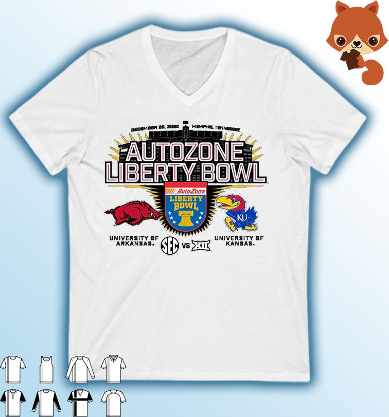Arkansas Razorbacks vs Kansas Jayhawks 2022 Autozone Liberty Bowl Head to Head shirt