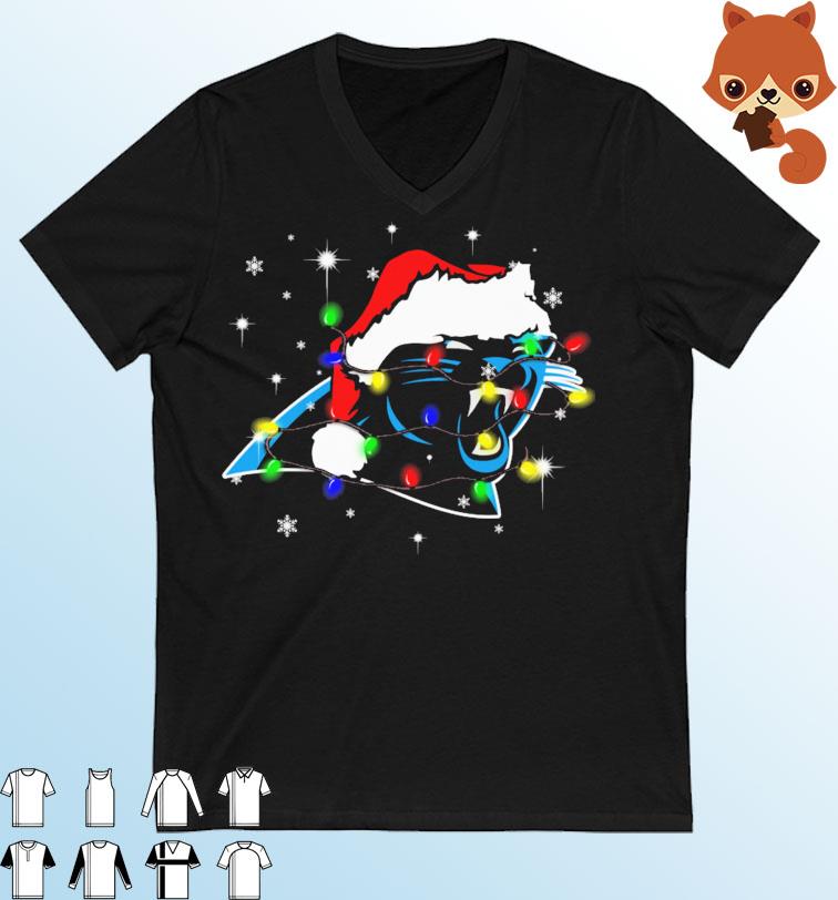 Carolina Panthers Santa Hat Christmas Light Shirt