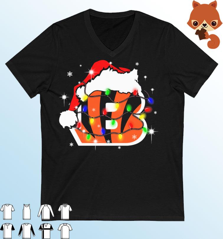 Cincinnati Bengals Santa Hat Christmas Light Shirt