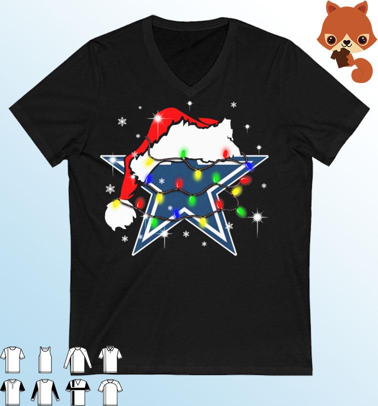 Dallas Cowboys Santa Hat Christmas Light Shirt