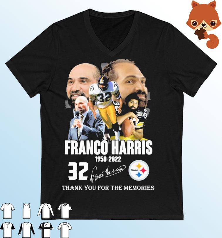 Franco Harris 1950-2022 Thank You For The Memories Signatures Shirt