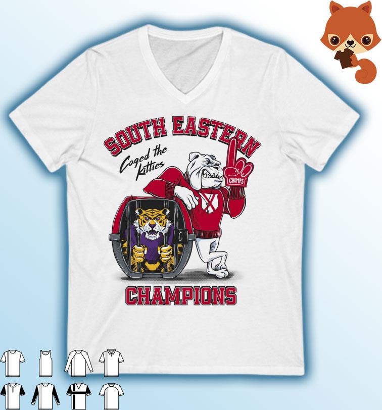 Georgia Bulldogs Caged The Kitties LSU Tigers 2022 Southeastern Champions Shirt