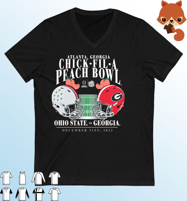 Georgia Bulldogs vs. Ohio State Buckeyes College Football Playoff 2022 Chick-fil-A Peach Bowl Matchup Shirt