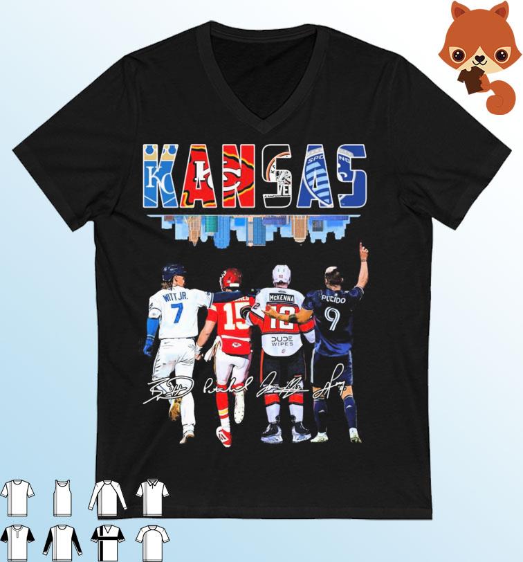 Kansas Skyline Sports Team Players Signatures Shirt