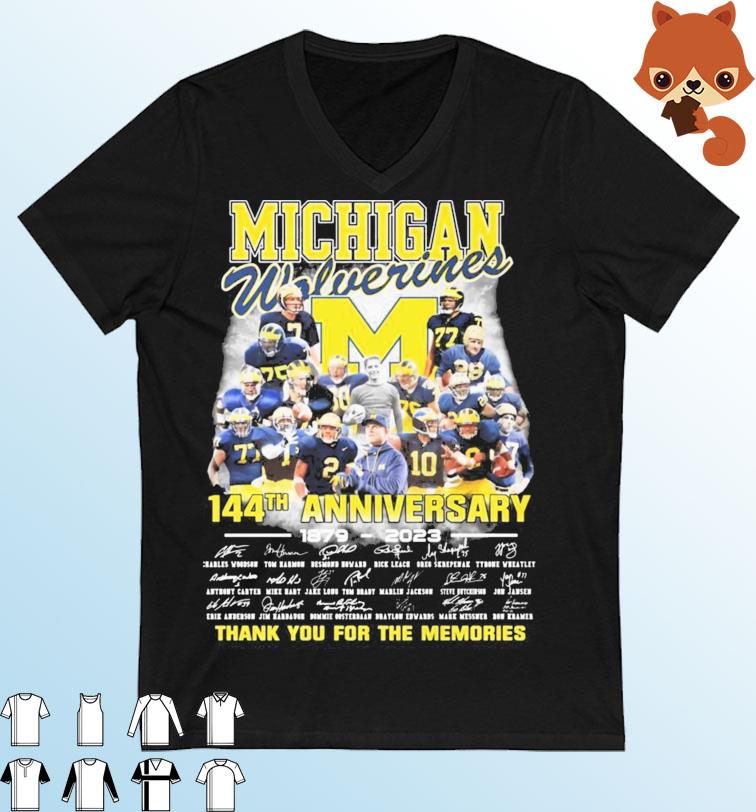 Michigan Wolverines 144th Anniversary 1879-2023 Thank You For The Memories Signatures Shirt