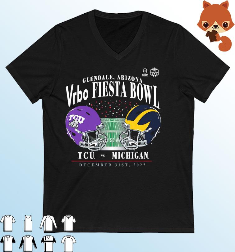 Michigan Wolverines vs. TCU Horned Frogs College Football Playoff 2022 Vrbo Fiesta Bowl Matchup Shirt