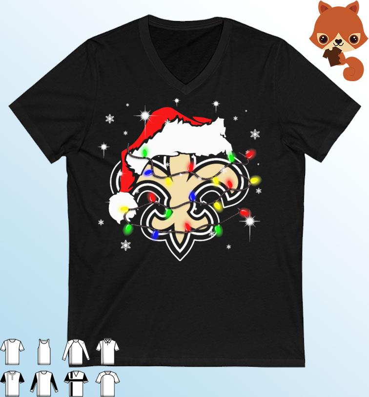 New Orleans Saints Santa Hat Christmas Light Shirt