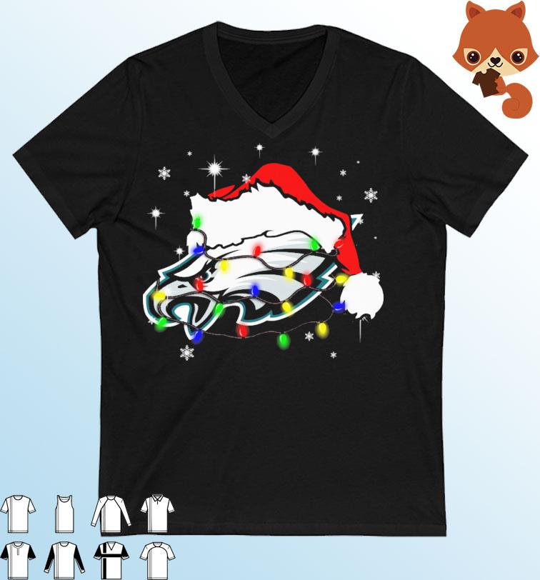 Philadelphia Eagles Santa Hat Christmas Light Shirt