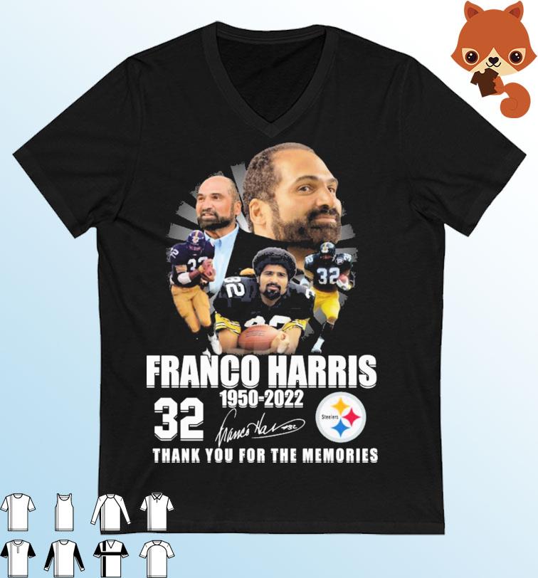 Pittsburgh Steelers 32 Franco Harris 1950-2022 Thank You For The Memories Signatures Shirt