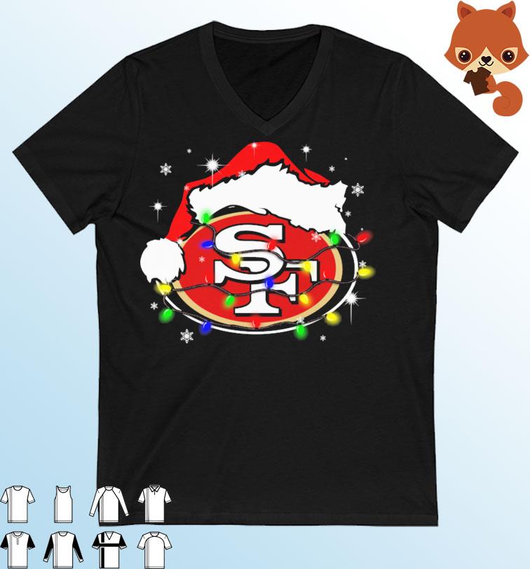 San Francisco 49ers Santa Hat Christmas Light Shirt, hoodie, sweater, long  sleeve and tank top