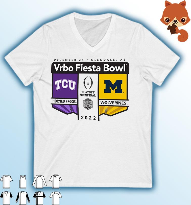 TCU vs Michigan Football 2022 CFP Semifinal Vrbo Fiesta Bowl Logo Matchup Shirt
