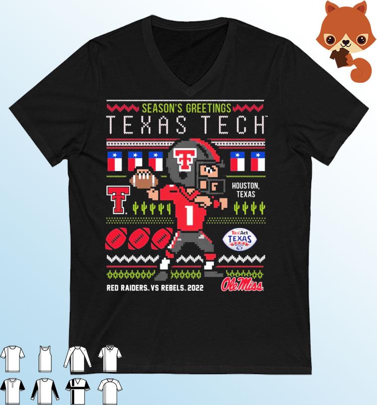 Texas Tech 2022 TaxAct Texas Bowl Season's Greetings Christmas Ugly Shirt