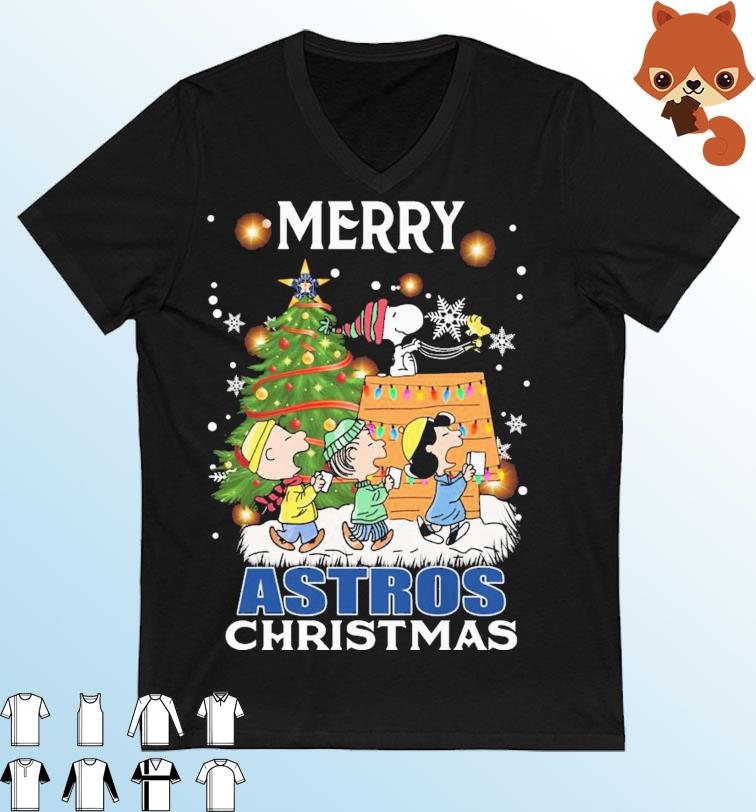 The Peanuts Characters Merry Astros Christmas Shirt
