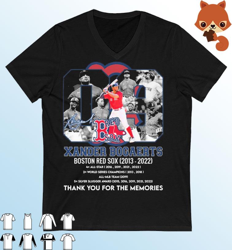 Xander Bogaerts Boston Red Sox 2013-2022 Thank You For The Memories Signatures Shirt