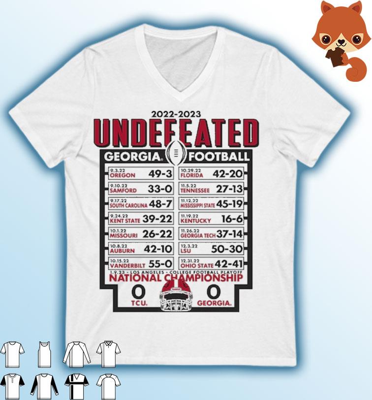 2022-2023 Undefeated Georgia Bulldogs CFP 2022 National Champions Schedule Shirt