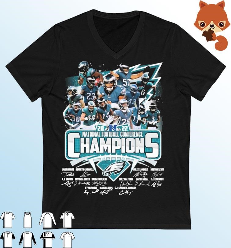 2023 The Eagles Team Champions National Football Conference Signatures Shirt