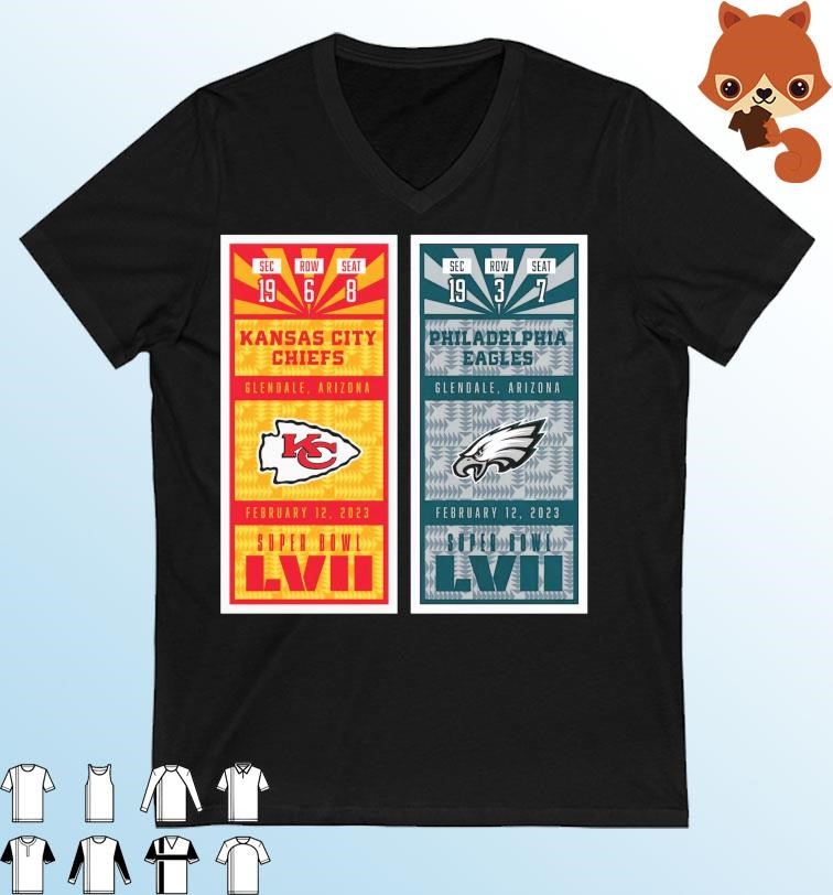 Kansas City Chiefs vs. Philadelphia Eagles Super Bowl LVII Matchup Golden Ticket T-Shirt