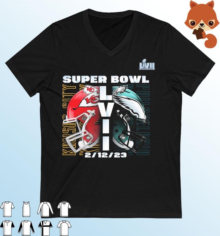 Kansas City Chiefs vs. Philadelphia Eagles Super Bowl LVII Matchup Helmet Decals T-Shirt