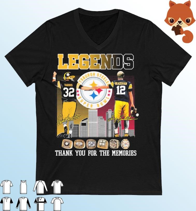 Legend Franco Harris And Bradshaw Thank You For The Memories Skyline Signatures Shirt