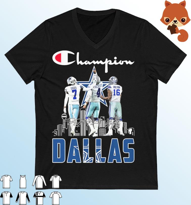 Champion Stefon Diggs Dak Prescott And T. Y. Hilton Dallas Cowboys Signatures Shirt