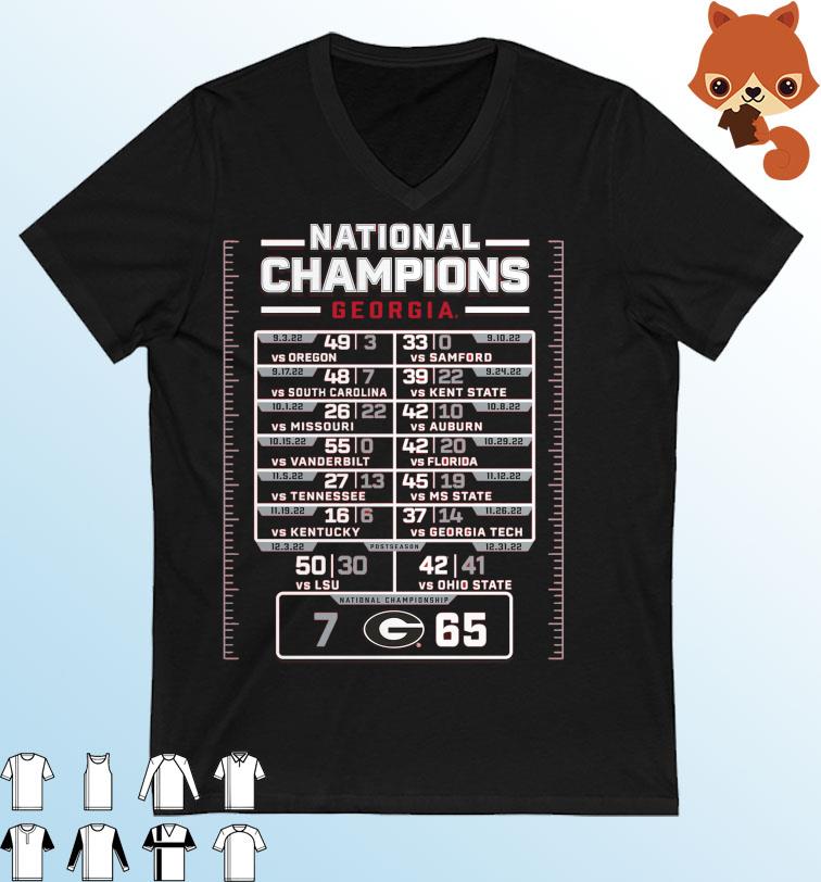 College Football Playoff National Champions 2022 Georgia Bulldogs Schedule Shirt