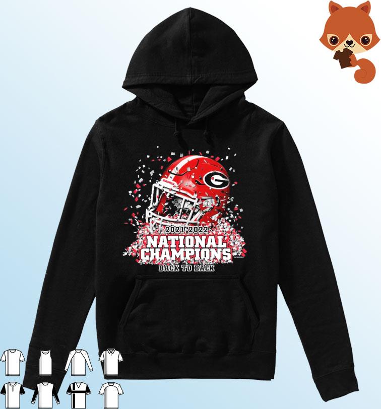Georgia Bulldogs Back-To-Back College Football Playoff National Champions Confetti Helmet T-Shirt Hoodie