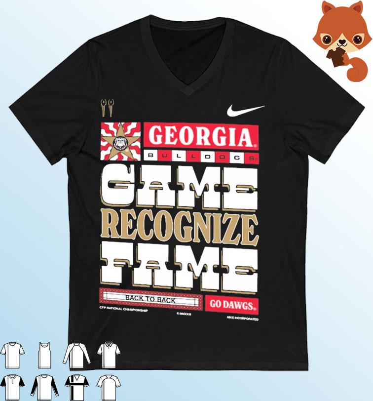 Georgia Bulldogs Nike 2022 College Football National Champions Game Recognize Fame Shirt