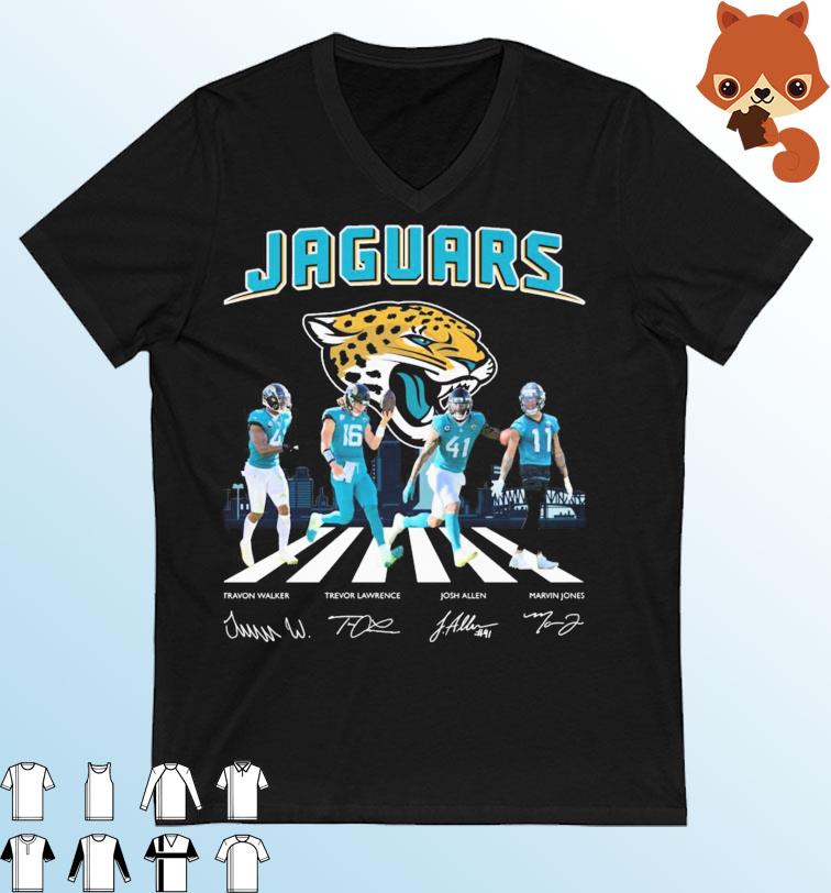 Jacksonville Jaguars Abbey Road Travon Walker Trevor Lawrence Josh Allen And Marvin Jones Signatures Shirt