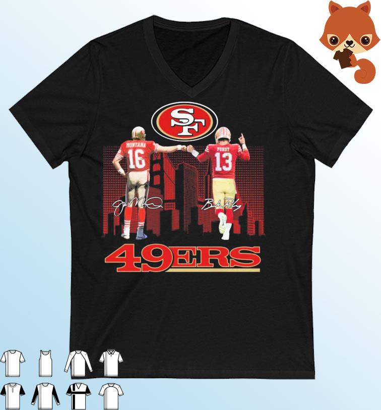 San Francisco 49ers Skyline Joe Montana And Brock Purdy Signatures Shirt