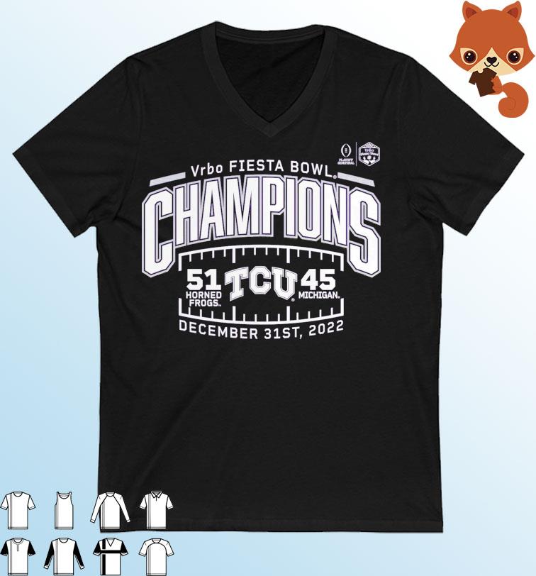 TCU Horned Frogs College Football Playoff 2022 Fiesta Bowl Champions Score Shirt