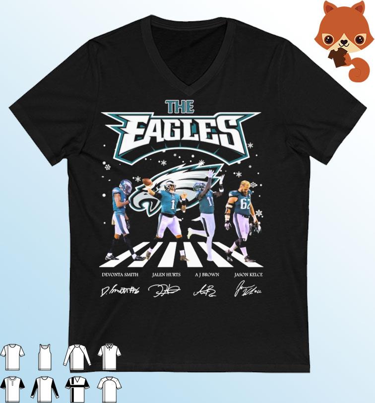 The Eagles Abbey Road Devonta Smith Jalen Hurts Aj Brown And Jason Kelce Signatures Shirt