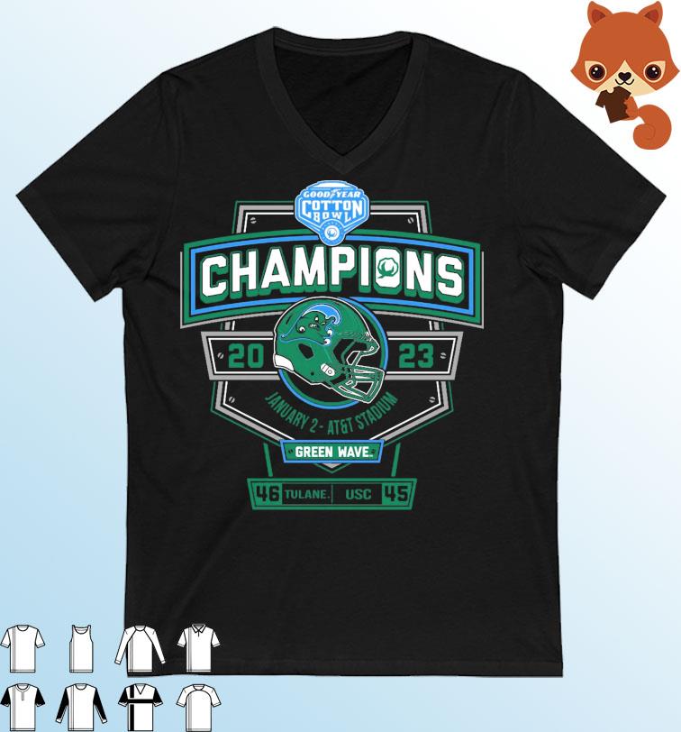 Tulane Green Wave 2023 Goodyear Cotton Bowl Champions Locker Room T-Shirt