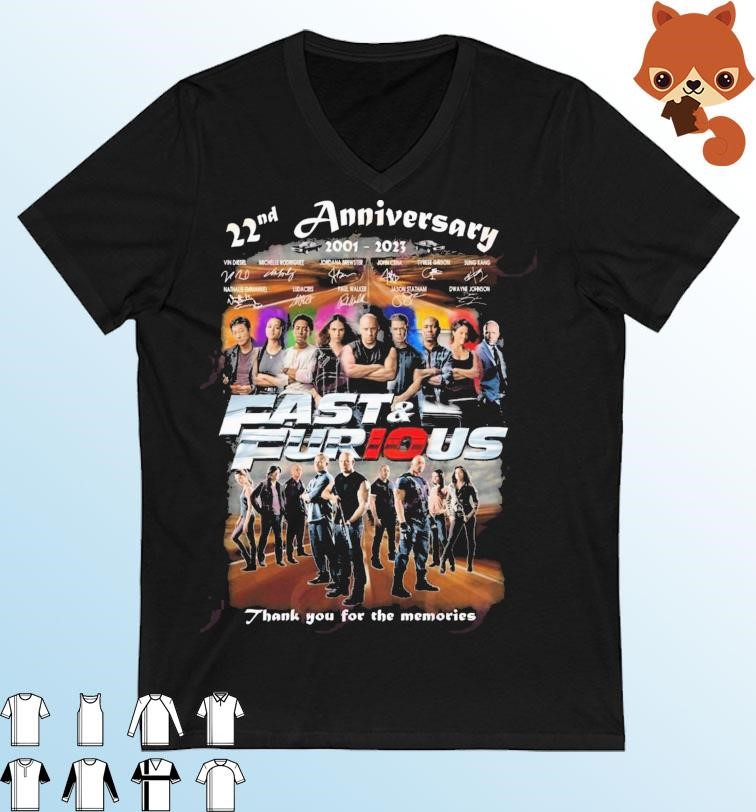 22nd Anniversary 2001 – 2023 Fast & Furious Thank You For The Memories T-Shirt